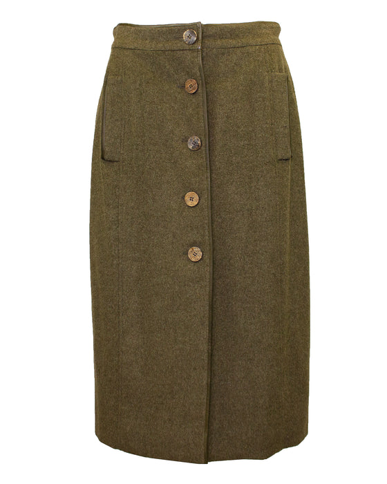 Green Wool and Cashmere Jacket and Skirt Ensemble