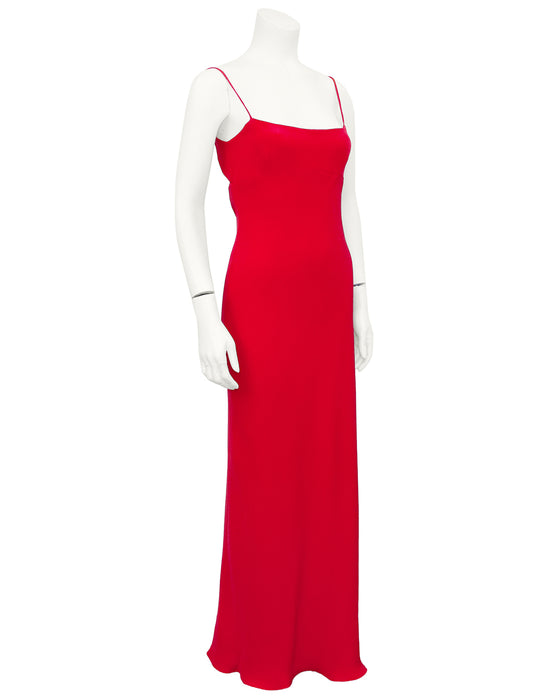 Red Silk Sheath Gown