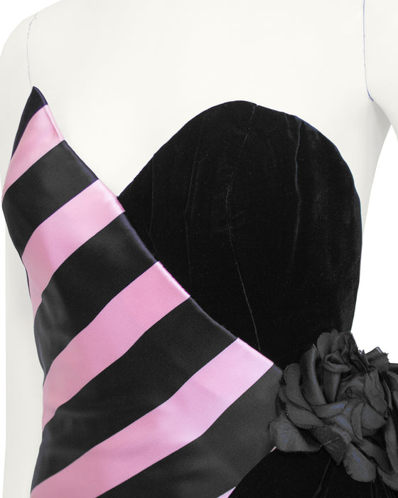 Black and Pink Strapless Gown