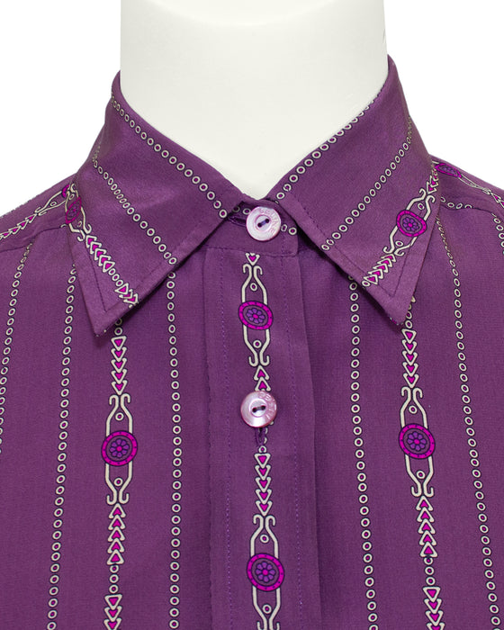 Purple Silk Blouse with Chainlink Pattern