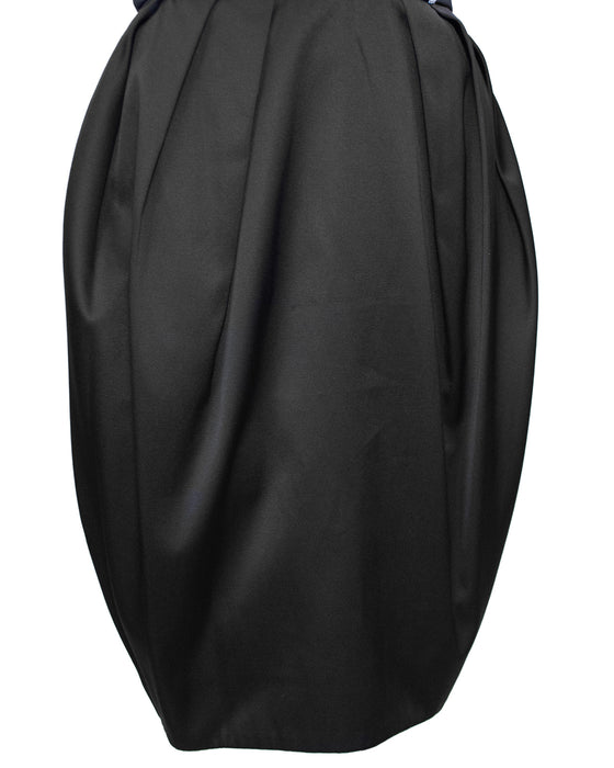 Black Satin Cocktail Dress with White Piping