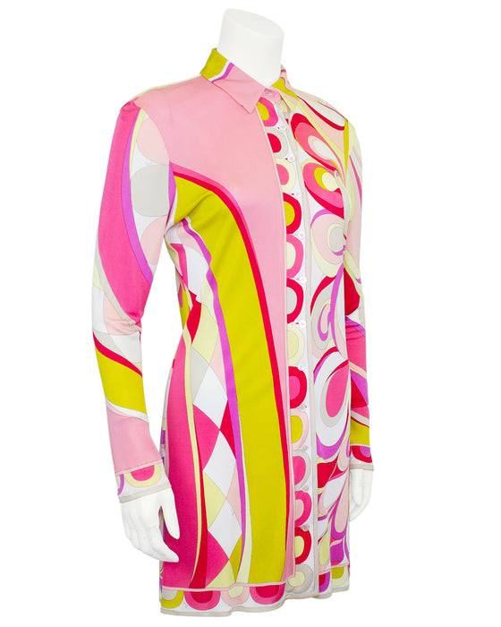 Pink and Yellow Abstract Printed Tunic