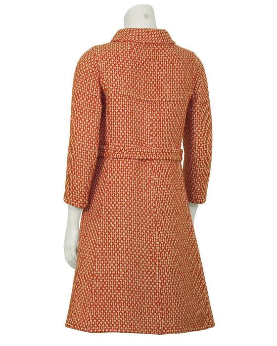 Red & White Wool & Mohair Coat and Skirt Set