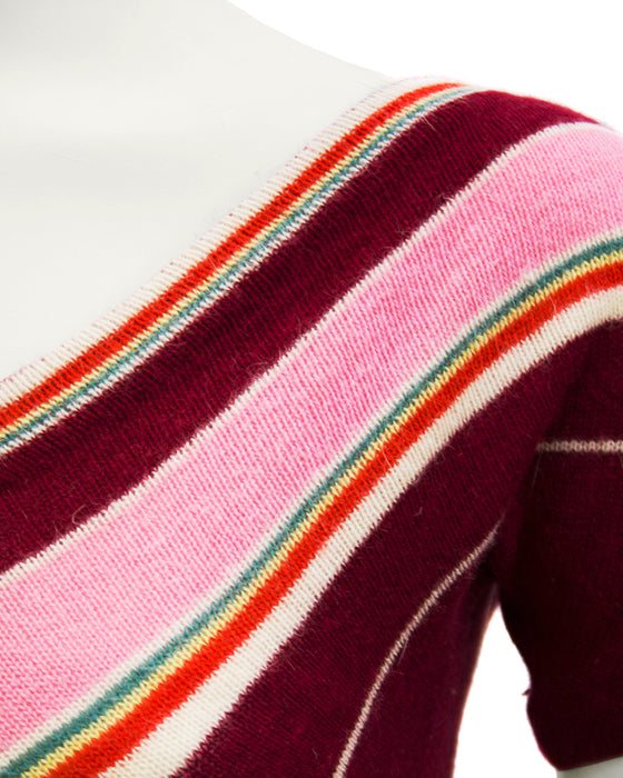 Maroon, Pink and Green Chevron Stripe Sweater