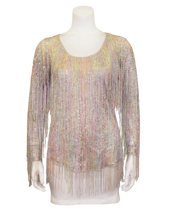 Sequin and Beaded Fringe Top