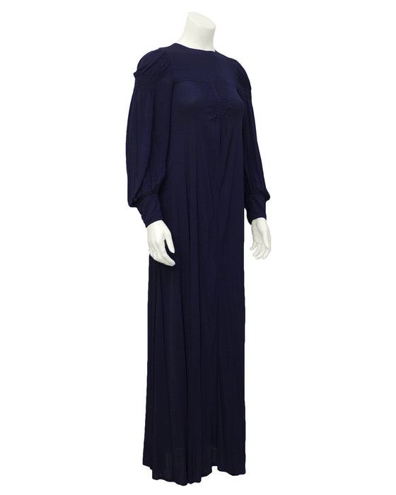 Navy Blue Long Sleeve Gown