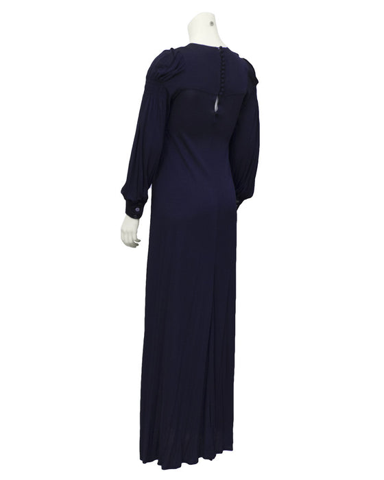 Navy Blue Long Sleeve Gown