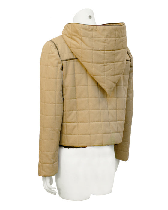 Tan Fur Lined Cropped  Duffle Jacket