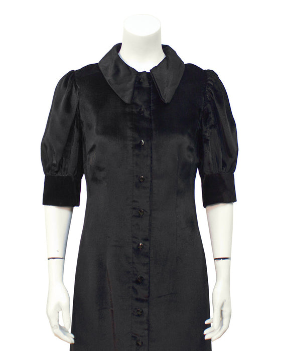 Black Velvet Shirt Dress