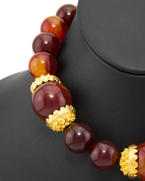 Faux Amber Oversized Bead Necklace