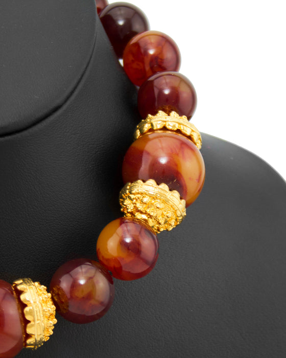 Faux Amber Oversized Bead Necklace