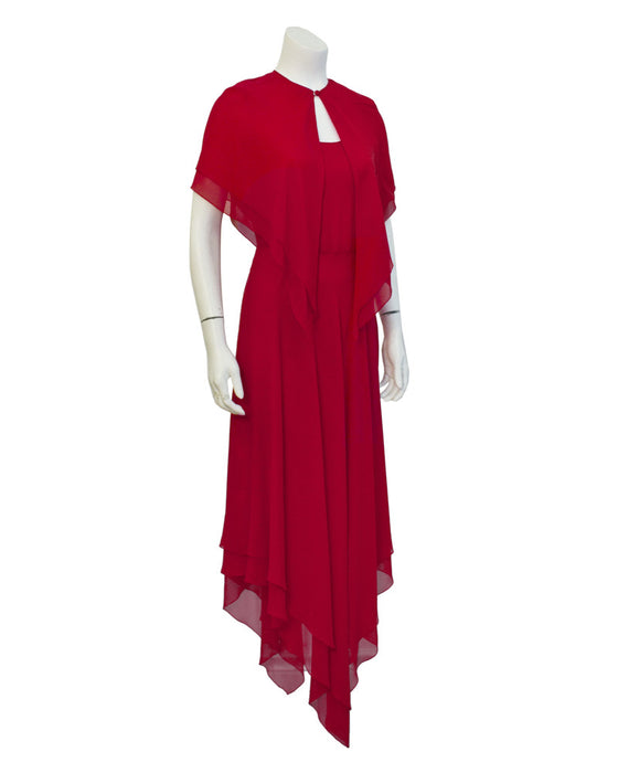 Red Gown with Caplet