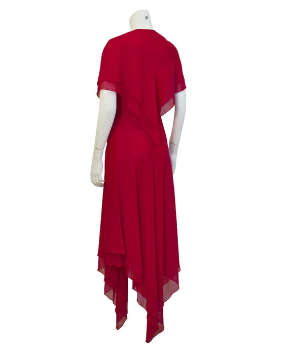 Red Gown with Caplet