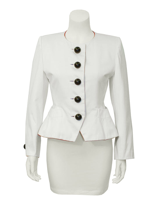 White Jacket with Black Dome Buttons