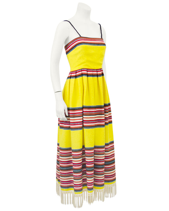 Yellow Mexican Blanket Maxi Dress