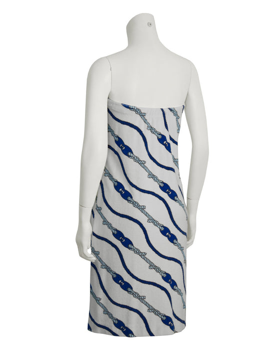 White and Blue Nautical Beach Cover-up