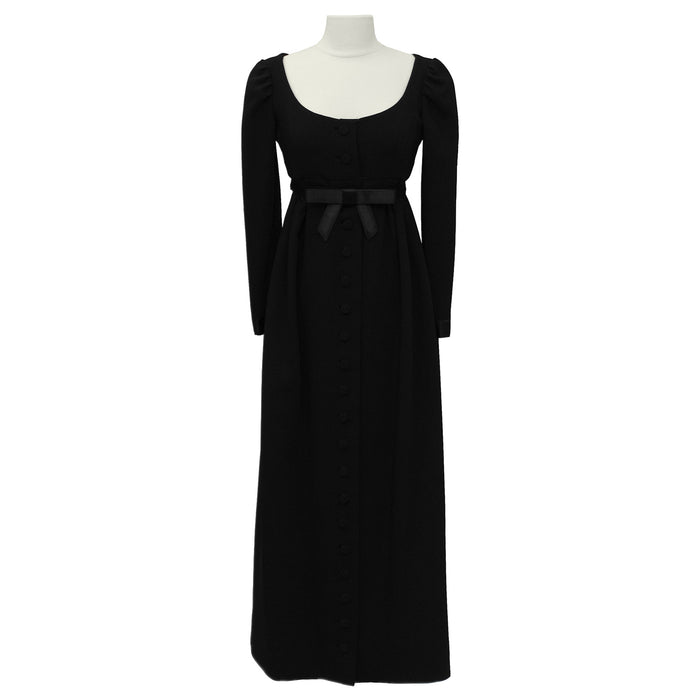 Black Empire Waist Gown with Bow