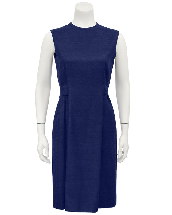 Navy Blue Demi Couture Raw Silk Day Dress