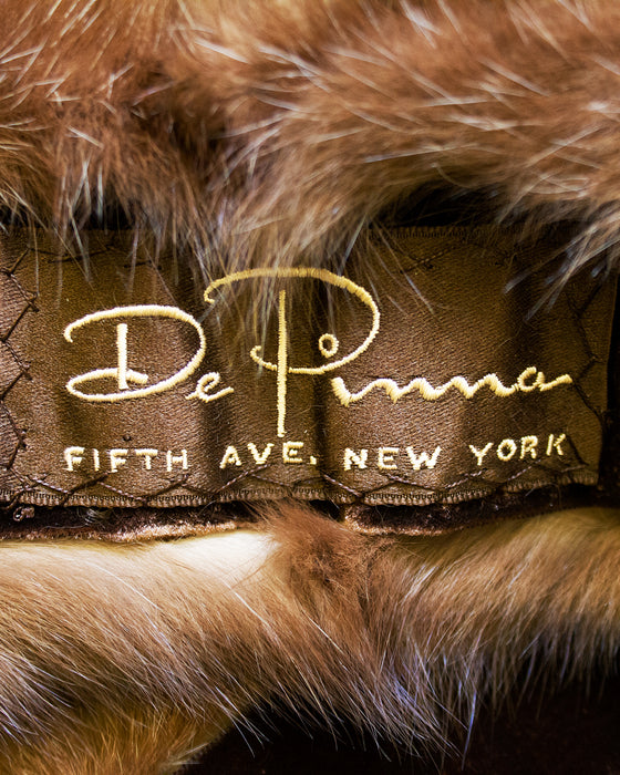 De Pinna Golden Sable Fur Stole With Velvet Bow