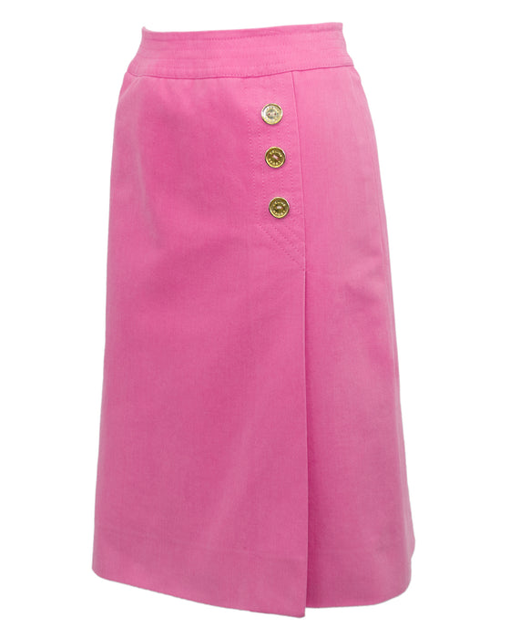Pink Cotton Denim Wrap Skirt