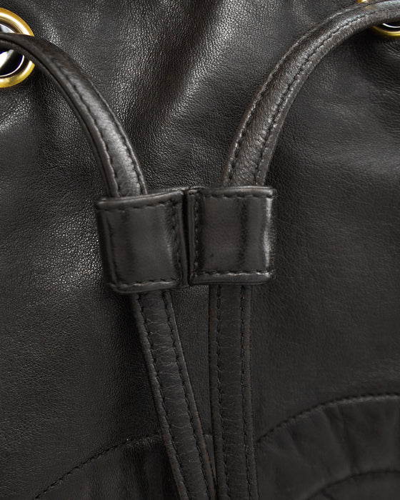 Dark Brown Leather Bucket Bag
