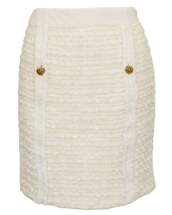 Cream Haute Couture Boucle and Tweed Skirt Suit