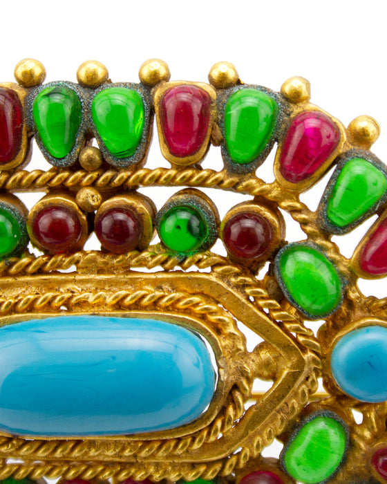 Green, Red and Turquoise Hexagon Pin/Pendant