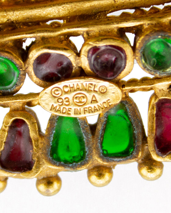 Green, Red and Turquoise Hexagon Pin/Pendant