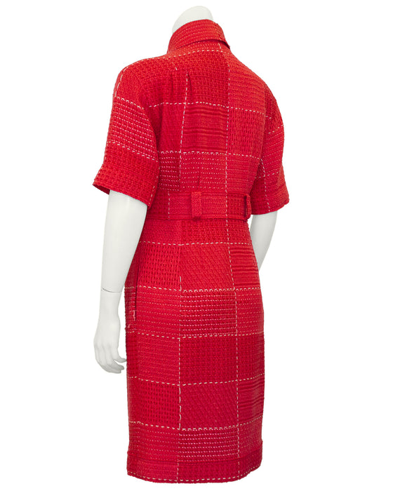 Red and White 2007 Wool Shirtdress