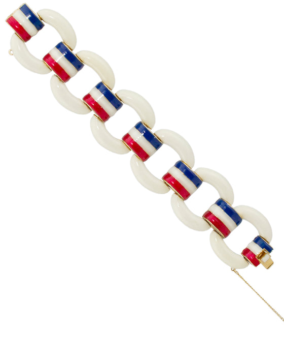 Red White & Blue Enamel Link Bracelet