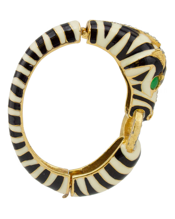 Double Faux Pearl Necklace & Matching Zebra Enamel Bracelet