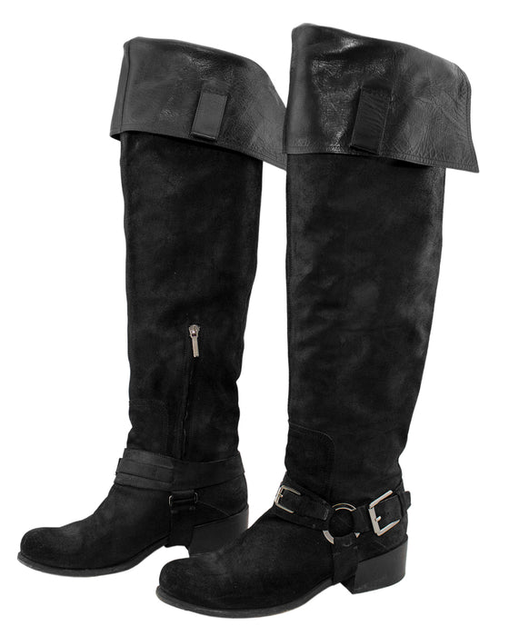 Black Suede Over-the-Knee Boots