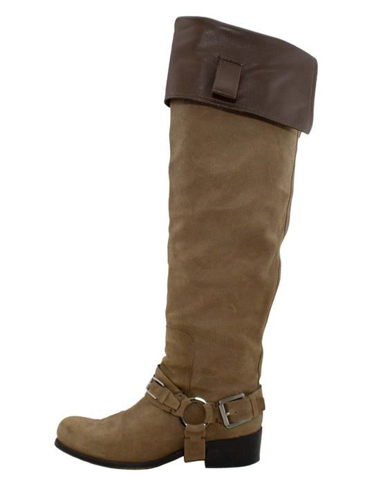 Taupe Suede Over-the-Knee Boots