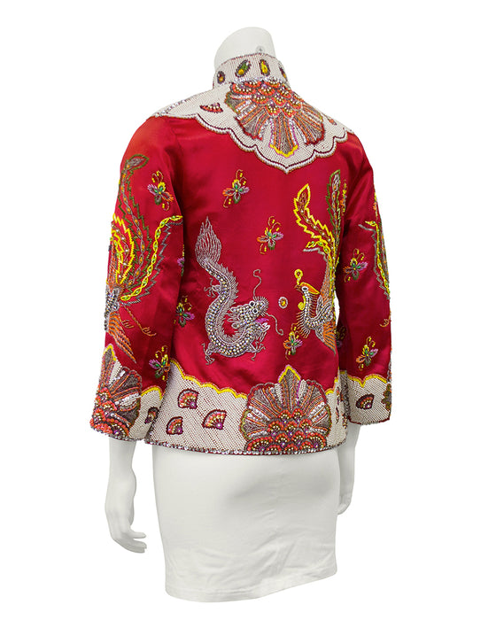 Red Dragon and Phoenix Beaded Jacket