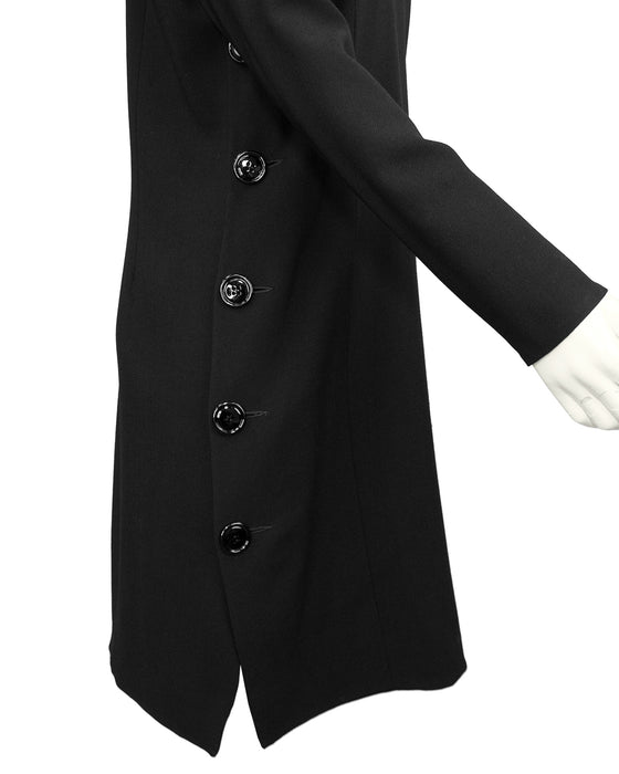 Black Turtleneck Dress with Button Detail
