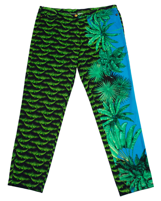 Green and Blue Alligator and Palm Tree Print Jeans