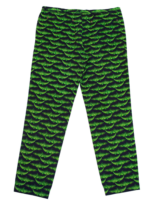 Green and Blue Alligator and Palm Tree Print Jeans