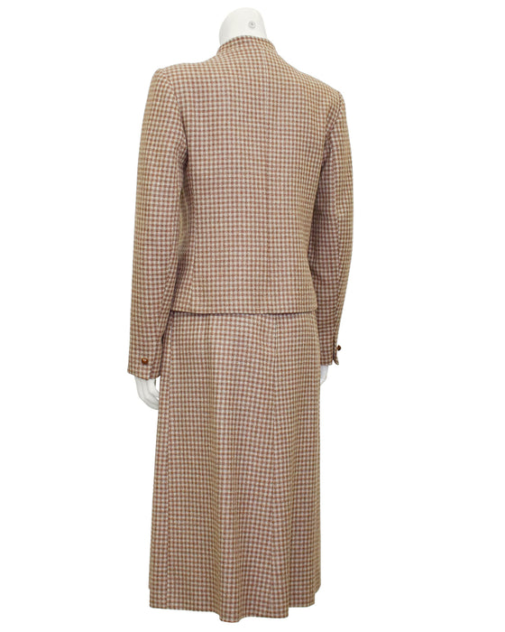 Brown Plaid Skirt Suit