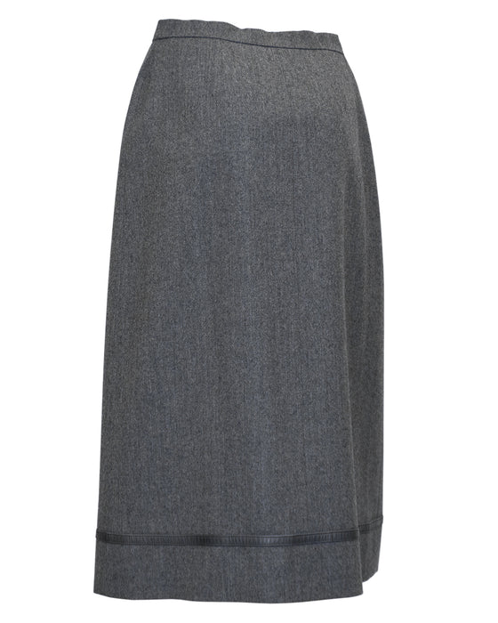 Grey Wrap Skirt with Matching Leather Trim
