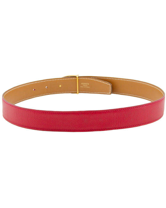 Red Leather Stirrup Buckle Belt