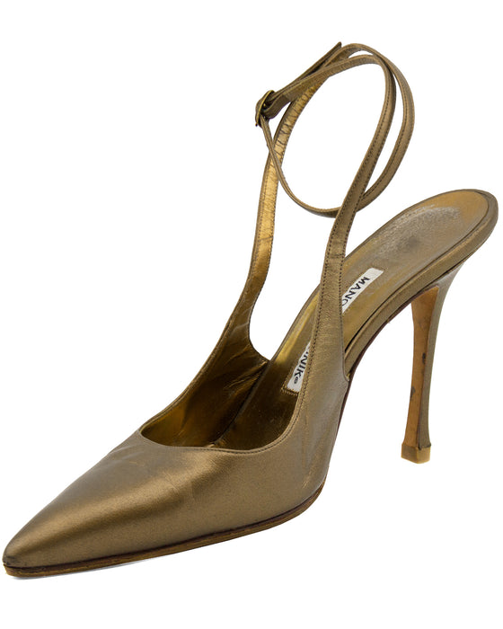 Bronze Mules With Ankle Strap