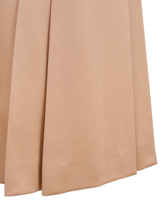 Camel Pleated Wool Gabardine Skirt