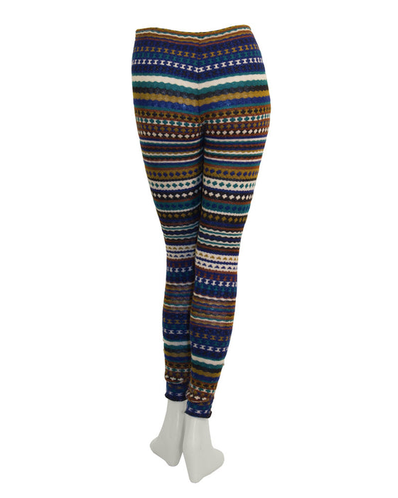 Blue and Olive Knit Striped Legging