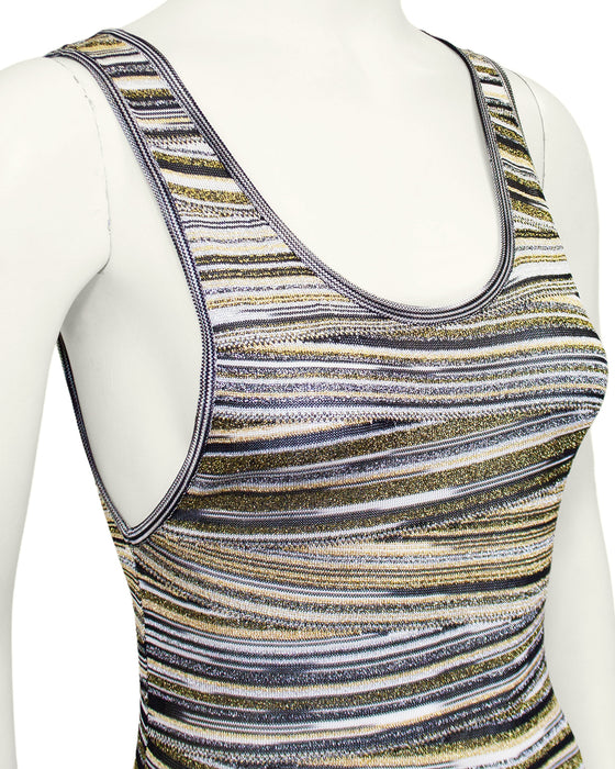 Metallic Abstract Stripe Knit Maxi Dress