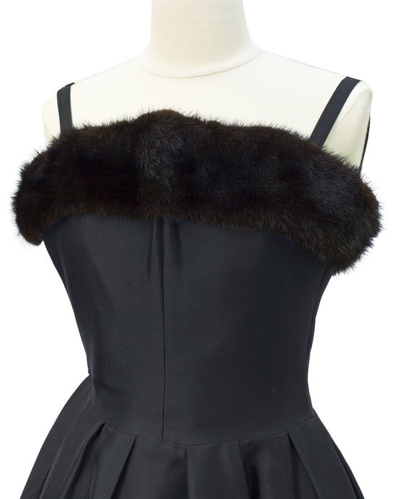 Black Couture Dress with Mink Trim