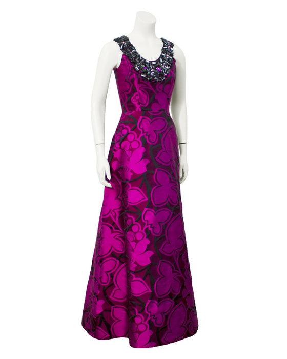 Purple tone embroidered gown with embellishment