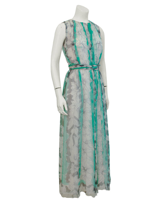Green and Grey Chiffon gown