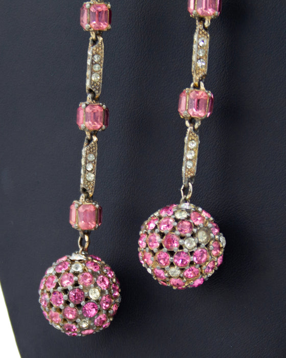 Pink Rhinestone Lariat & Earring Set