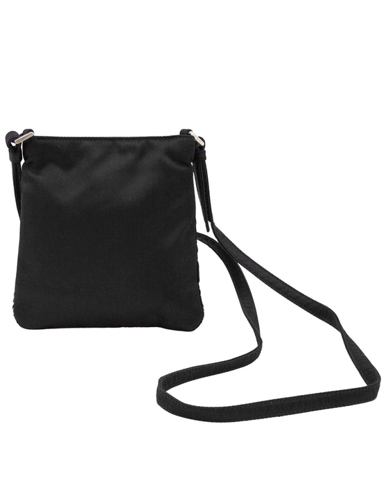 Black Satin and Pony Hair Mini Crossbody Bag