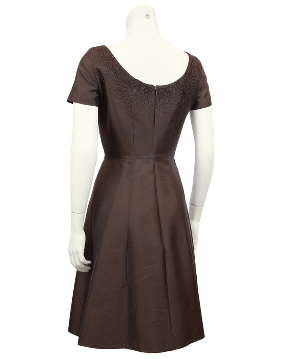Brown Cocktail Dress with Beading